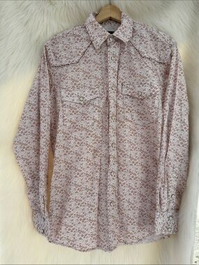 Men's Western Floral Button-Down Shirt - Beige/White